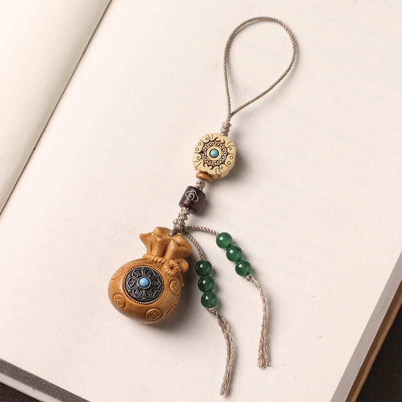 Buddha Stones, Sandelholz, kleines Blatt, rotes Sandelholz, grünes Sandelholz, Om Mani Padme Hum, ruhige Schlüsselanhänger, Telefon-Hängedekoration