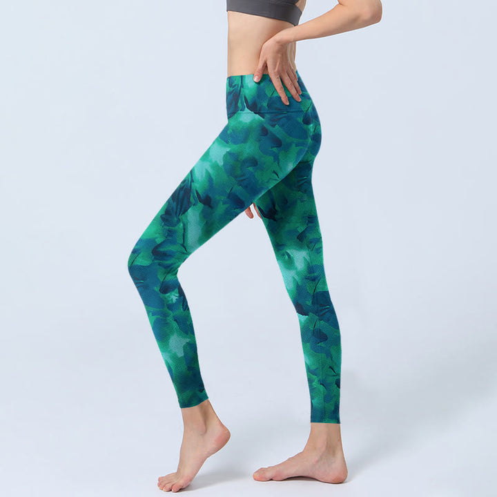 Buddha Stones Blumendruck Gym Leggings Damen Yogahose - image 2
