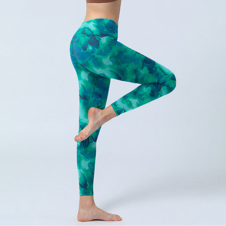 Buddha Stones Blumendruck Gym Leggings Damen Yogahose - image 5