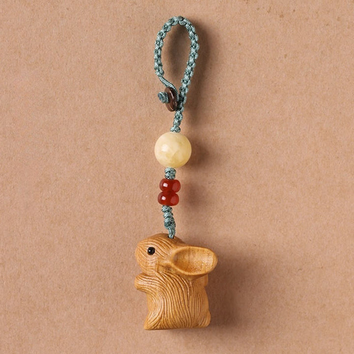 Buddha Stones, Sandelholz, kleines Blatt, rotes Sandelholz, Glücksbringer, Mini-Kaninchen, Schutz, Schlüsselanhänger, Telefon, hängende Dekoration