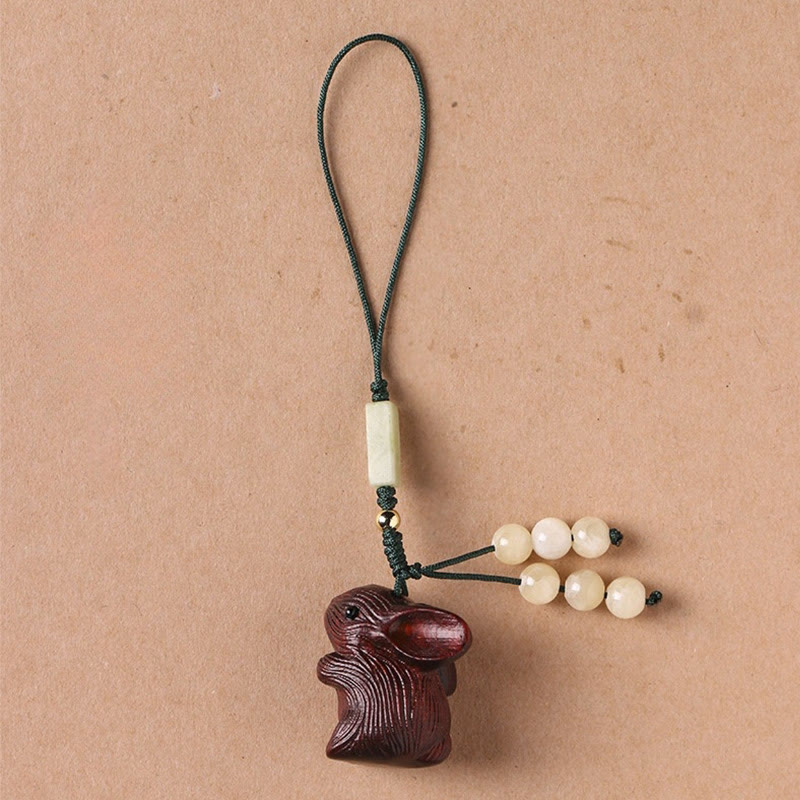 Buddha Stones, Sandelholz, kleines Blatt, rotes Sandelholz, Glücksbringer, Mini-Kaninchen, Schutz, Schlüsselanhänger, Telefon, hängende Dekoration