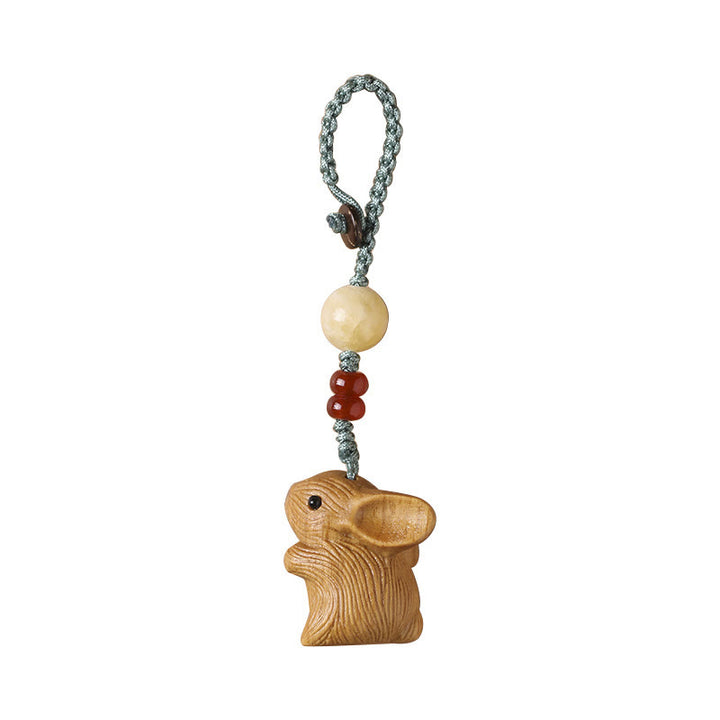 Buddha Stones, Sandelholz, kleines Blatt, rotes Sandelholz, Glücksbringer, Mini-Kaninchen, Schutz, Schlüsselanhänger, Telefon, hängende Dekoration