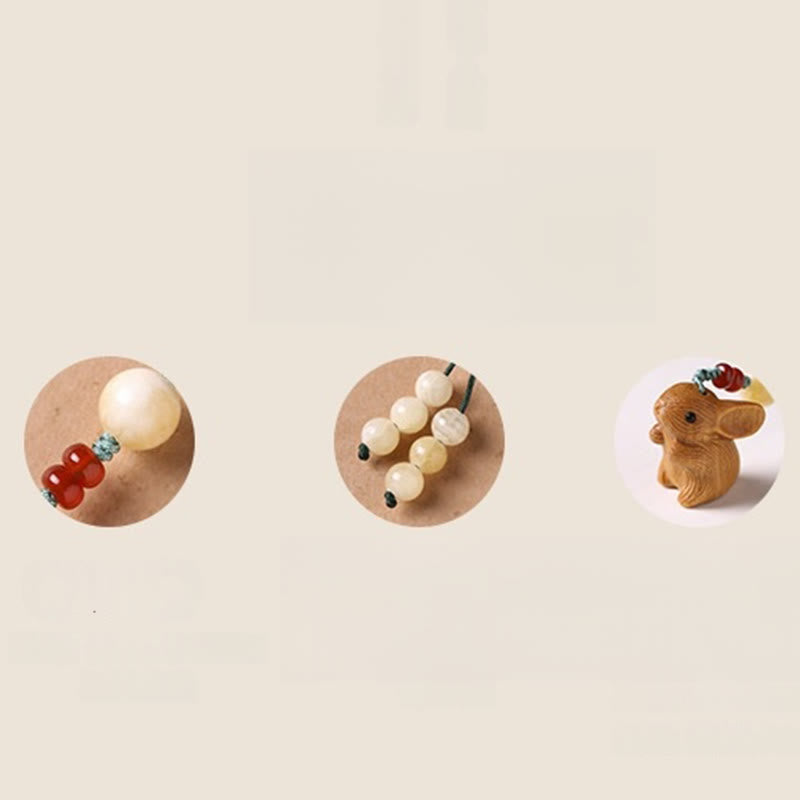 Buddha Stones, Sandelholz, kleines Blatt, rotes Sandelholz, Glücksbringer, Mini-Kaninchen, Schutz, Schlüsselanhänger, Telefon, hängende Dekoration