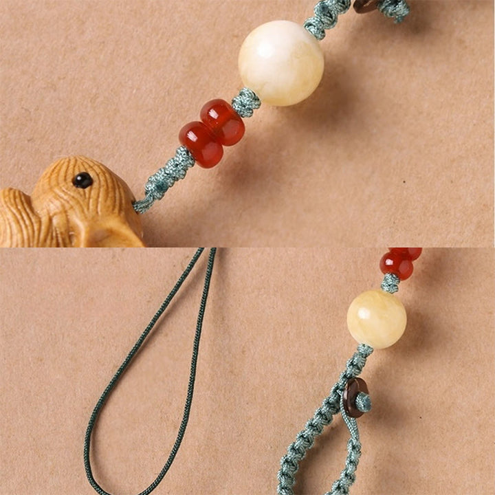 Buddha Stones, Sandelholz, kleines Blatt, rotes Sandelholz, Glücksbringer, Mini-Kaninchen, Schutz, Schlüsselanhänger, Telefon, hängende Dekoration