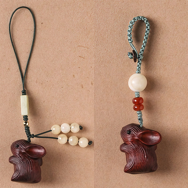 Buddha Stones, Sandelholz, kleines Blatt, rotes Sandelholz, Glücksbringer, Mini-Kaninchen, Schutz, Schlüsselanhänger, Telefon, hängende Dekoration
