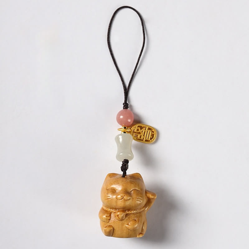 Buddha Stones, kleines Blatt, rotes Sandelholz, grünes Sandelholz, Sandelholz, Glückskatze, Schutz, Schlüsselanhänger, Telefon, hängende Dekoration - Sandelholz - Telefon Hängende Dekoration - image 19