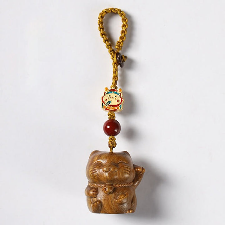 Buddha Stones, kleines Blatt, rotes Sandelholz, grünes Sandelholz, Sandelholz, Glückskatze, Schutz, Schlüsselanhänger, Telefon, hängende Dekoration - Grünes Sandelholz - Schlüsselanhänger - image 13