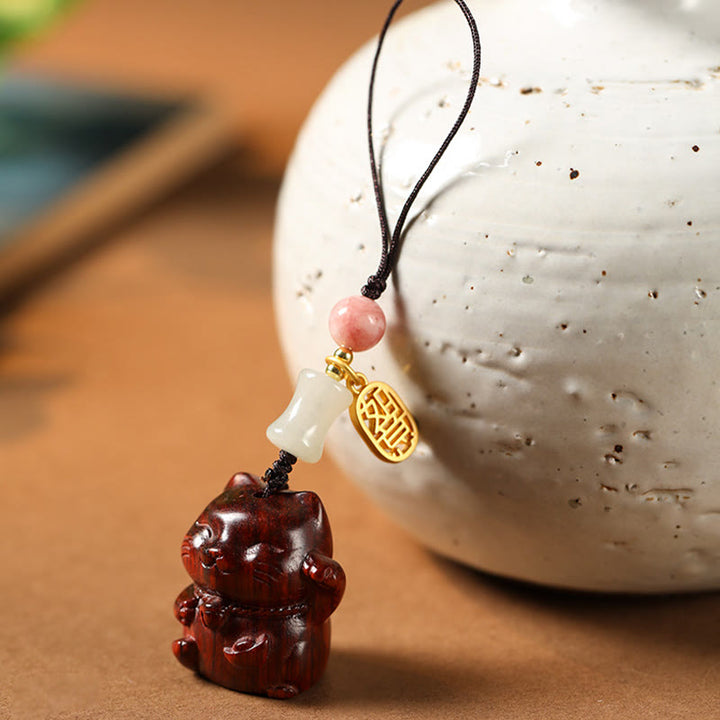 Buddha Stones, kleines Blatt, rotes Sandelholz, grünes Sandelholz, Sandelholz, Glückskatze, Schutz, Schlüsselanhänger, Telefon, hängende Dekoration - image 11