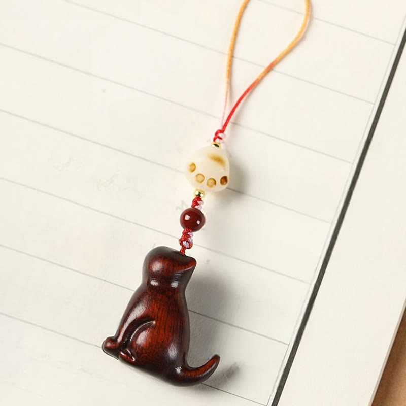 Buddha Stones, kleines Blatt, rotes Sandelholz, grünes Sandelholz, Sandelholz, sitzende Katze, beruhigende Telefon-Hängedekoration - image 7
