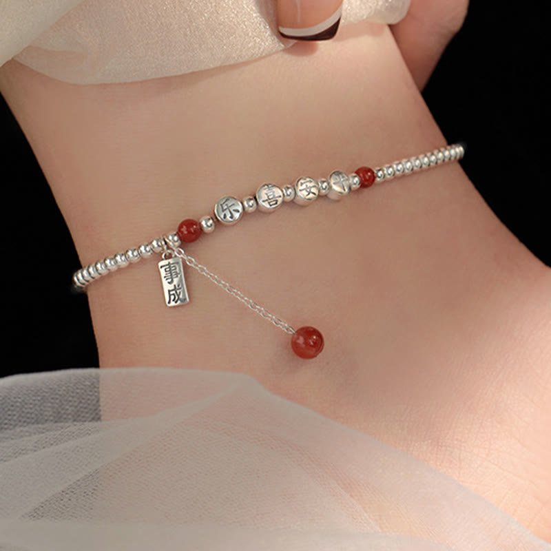 Buddha Stones aus 925er Sterlingsilber, kleine Perlen, roter Achat, Segen für Frieden und Freude
