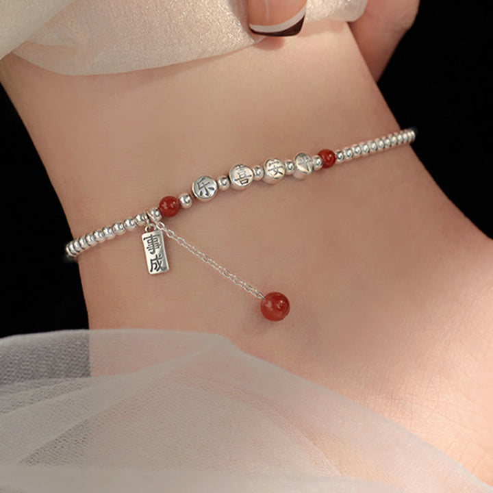 Buddha Stones aus 925er Sterlingsilber, kleine Perlen, roter Achat, Segen für Frieden und Freude