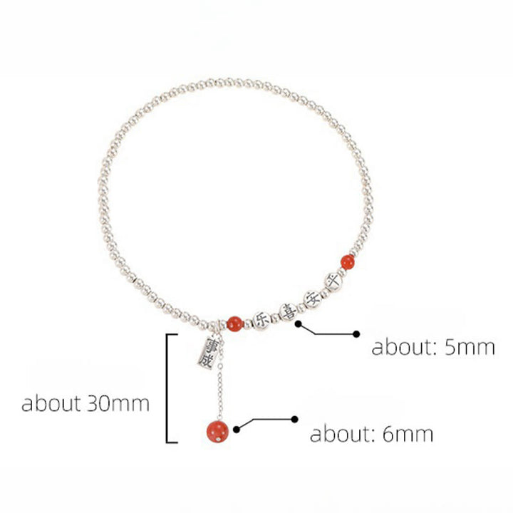 Buddha Stones aus 925er Sterlingsilber, kleine Perlen, roter Achat, Segen für Frieden und Freude