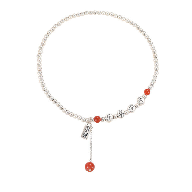 Buddha Stones aus 925er Sterlingsilber, kleine Perlen, roter Achat, Segen für Frieden und Freude