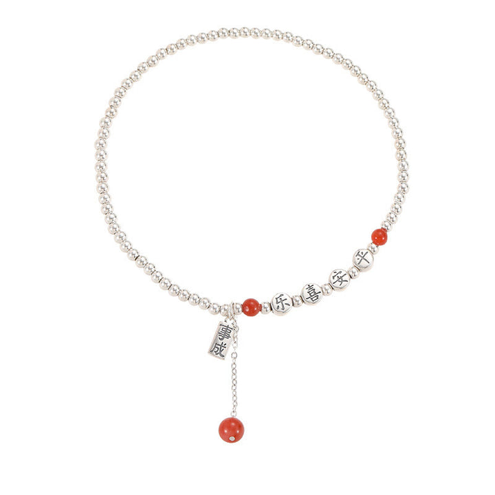 Buddha Stones aus 925er Sterlingsilber, kleine Perlen, roter Achat, Segen für Frieden und Freude