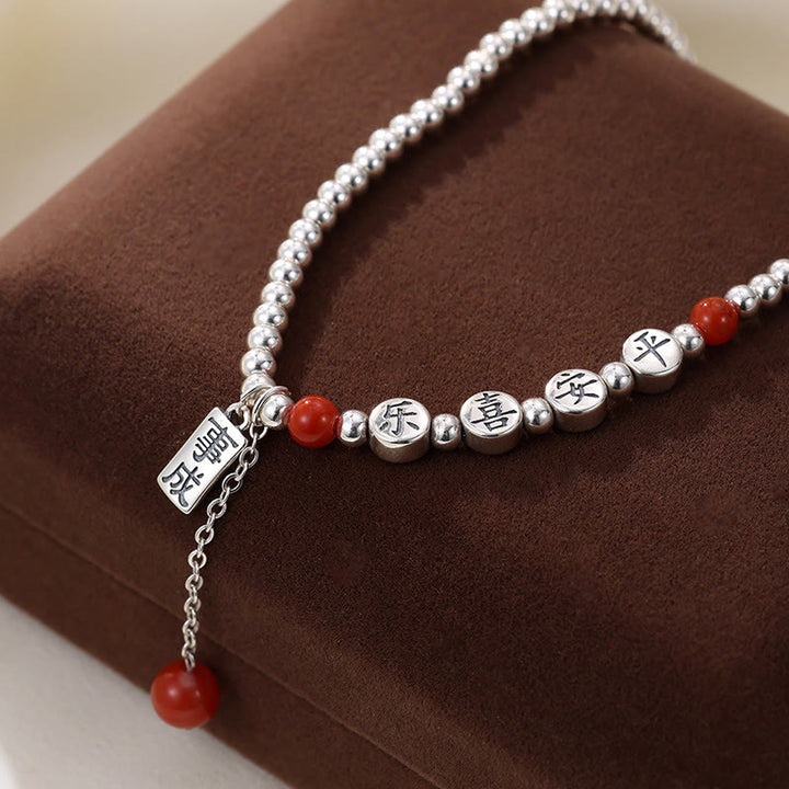Buddha Stones aus 925er Sterlingsilber, kleine Perlen, roter Achat, Segen für Frieden und Freude