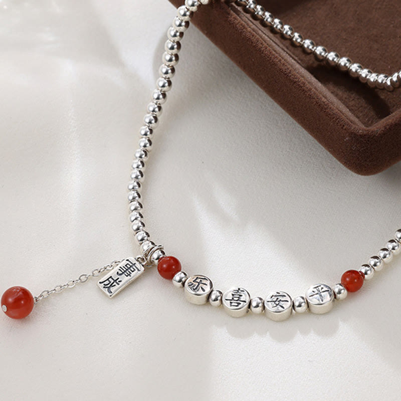 Buddha Stones aus 925er Sterlingsilber, kleine Perlen, roter Achat, Segen für Frieden und Freude