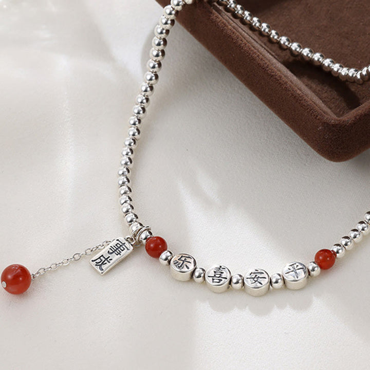 Buddha Stones aus 925er Sterlingsilber, kleine Perlen, roter Achat, Segen für Frieden und Freude