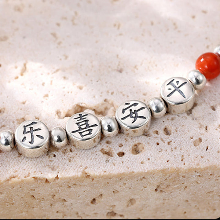 Buddha Stones aus 925er Sterlingsilber, kleine Perlen, roter Achat, Segen für Frieden und Freude