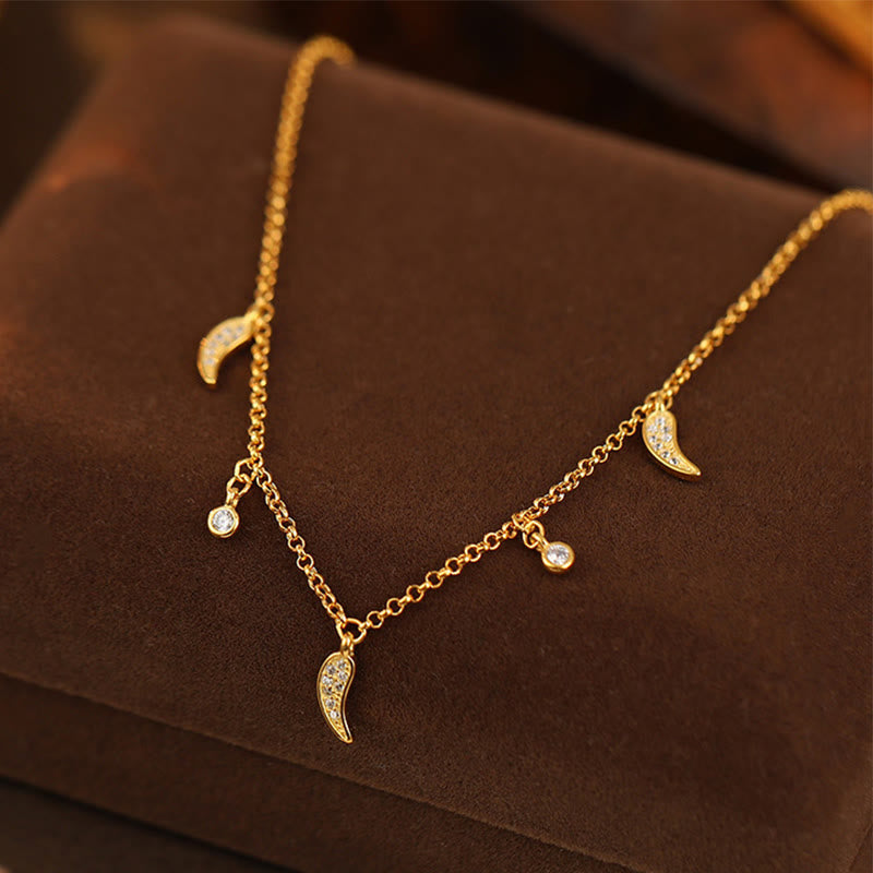 Buddha Stones Fußkettchen aus 925er Sterlingsilber mit Zirkonia und kleinem Pfeffer-Charm - image 1