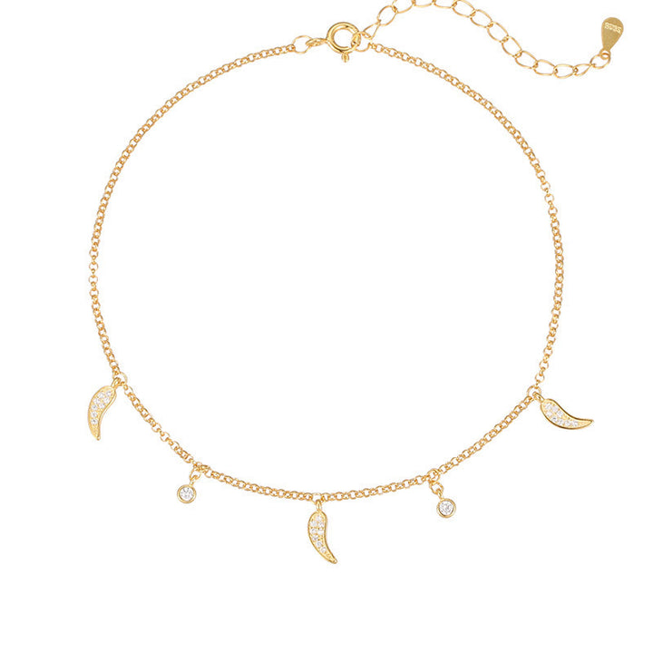 Buddha Stones Fußkettchen aus 925er Sterlingsilber mit Zirkonia und kleinem Pfeffer-Charm - image 9