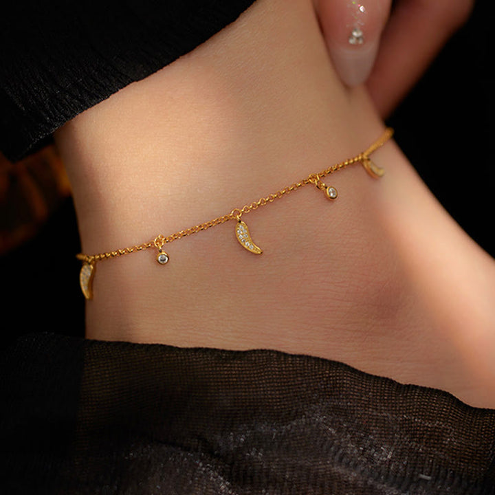 Buddha Stones Fußkettchen aus 925er Sterlingsilber mit Zirkonia und kleinem Pfeffer-Charm - image 5