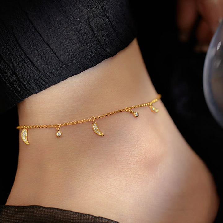 Buddha Stones Fußkettchen aus 925er Sterlingsilber mit Zirkonia und kleinem Pfeffer-Charm - image 3