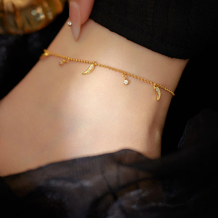 Buddha Stones Fußkettchen aus 925er Sterlingsilber mit Zirkonia und kleinem Pfeffer-Charm - image 4