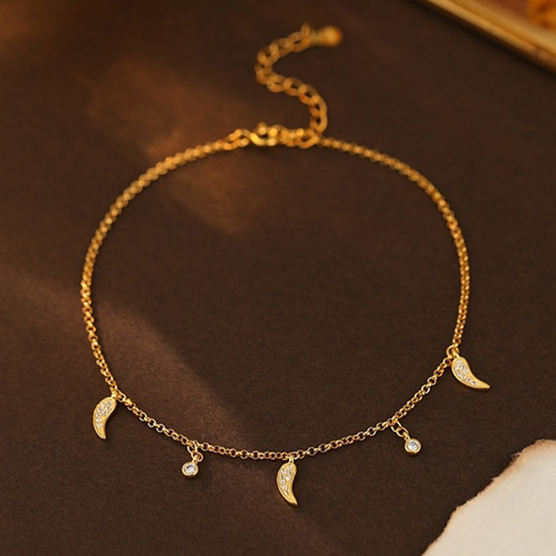 Buddha Stones Fußkettchen aus 925er Sterlingsilber mit Zirkonia und kleinem Pfeffer-Charm - image 2