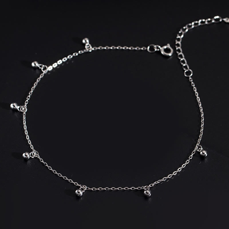 Fußkettchen mit Buddha Stones, 925er Sterlingsilber, kleine Perlen, Charm, Segen