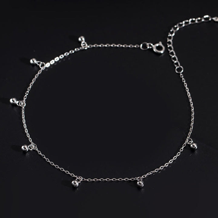 Fußkettchen mit Buddha Stones, 925er Sterlingsilber, kleine Perlen, Charm, Segen