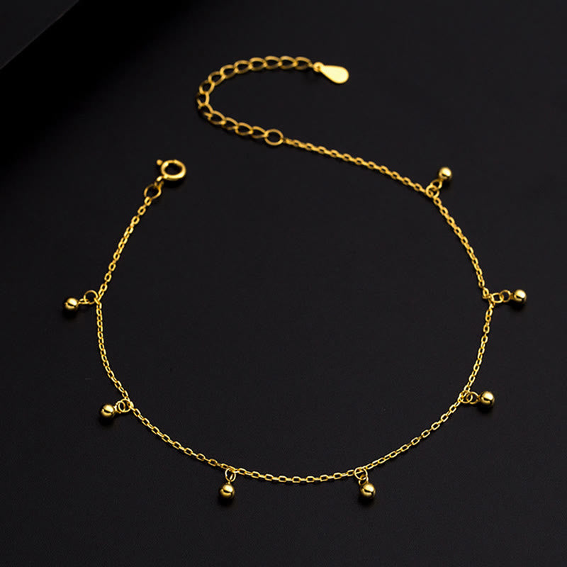 Fußkettchen mit Buddha Stones, 925er Sterlingsilber, kleine Perlen, Charm, Segen