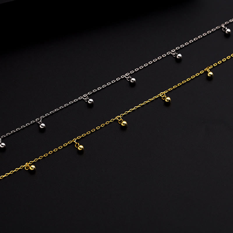 Fußkettchen mit Buddha Stones, 925er Sterlingsilber, kleine Perlen, Charm, Segen