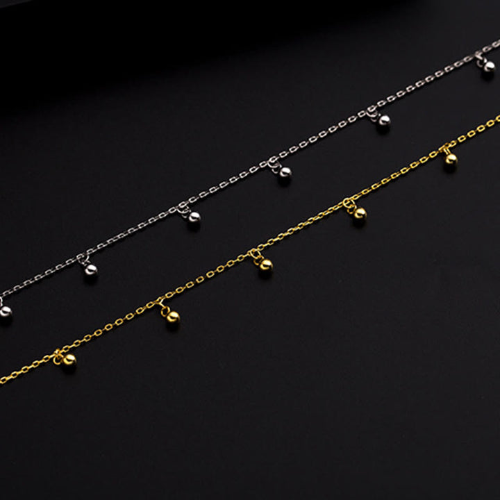 Fußkettchen mit Buddha Stones, 925er Sterlingsilber, kleine Perlen, Charm, Segen