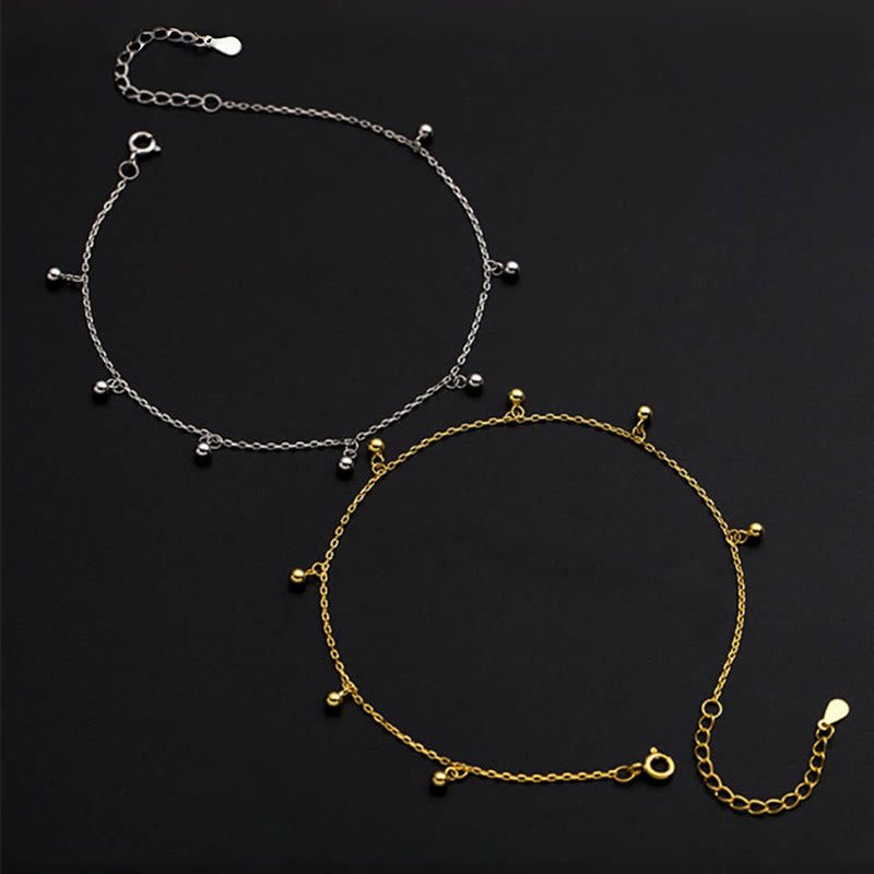 Fußkettchen mit Buddha Stones, 925er Sterlingsilber, kleine Perlen, Charm, Segen