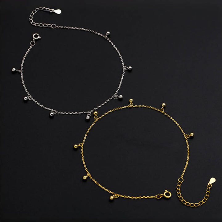Fußkettchen mit Buddha Stones, 925er Sterlingsilber, kleine Perlen, Charm, Segen