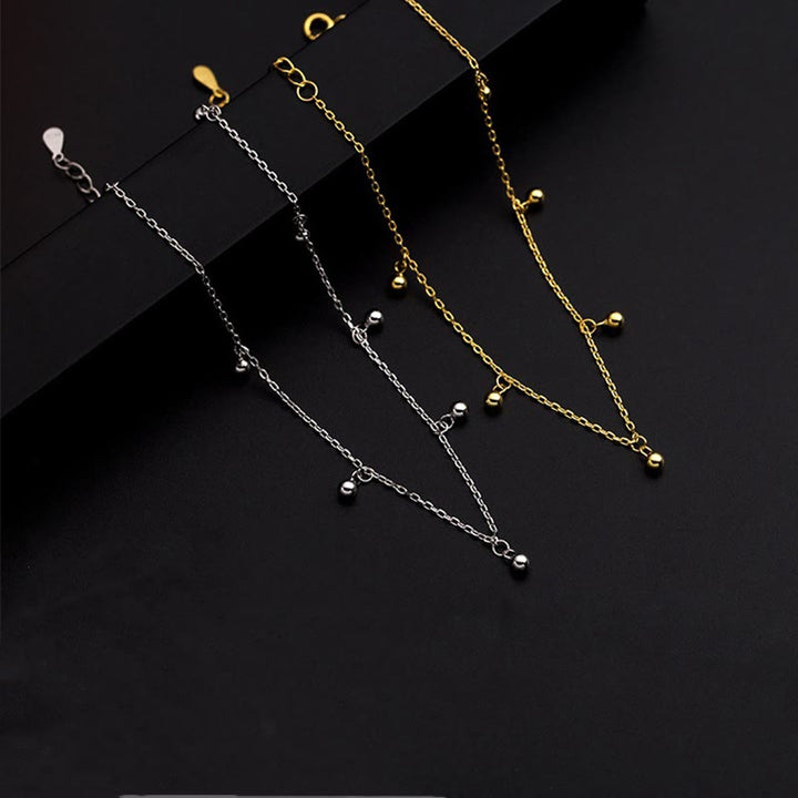 Fußkettchen mit Buddha Stones, 925er Sterlingsilber, kleine Perlen, Charm, Segen