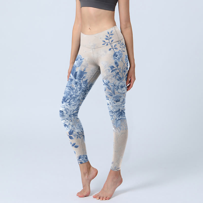 Buddha Stones Rose Daisy Print Gym Leggings Damen Yogahose - Weizen - US18， UK/AU22，EU50 (4XL) - image 1