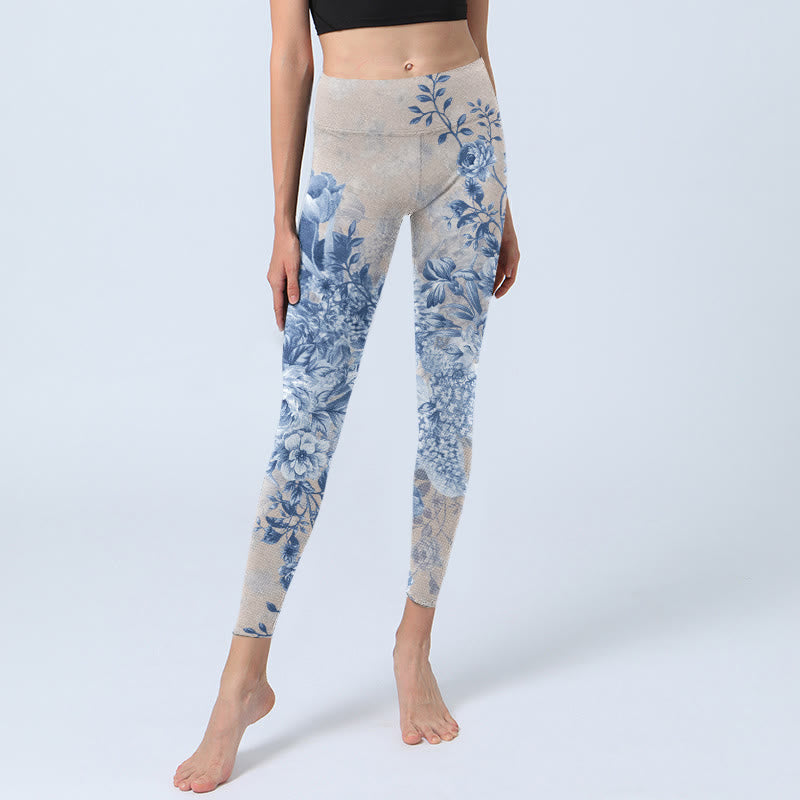 Buddha Stones Rose Daisy Print Gym Leggings Damen Yogahose - image 5