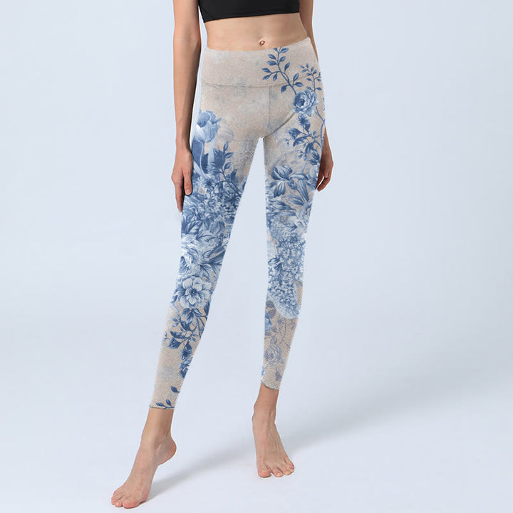 Buddha Stones Rose Daisy Print Gym Leggings Damen Yogahose - image 5