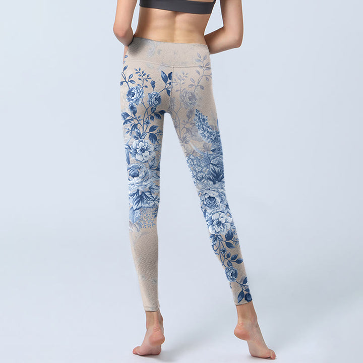 Buddha Stones Rose Daisy Print Gym Leggings Damen Yogahose - image 7