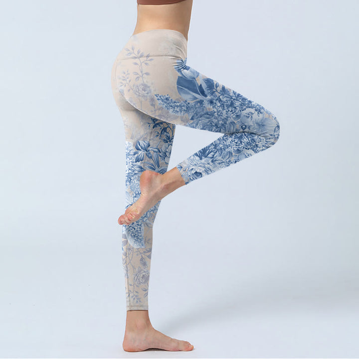 Buddha Stones Rose Daisy Print Gym Leggings Damen Yogahose - image 4