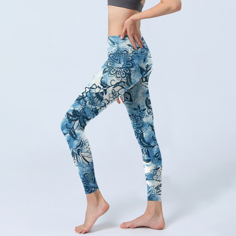 Buddha Stones Chrysantheme Print Gym Leggings Damen Yogahose - image 2