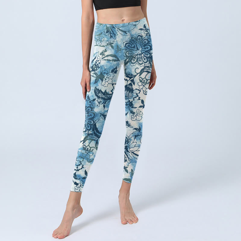 Buddha Stones Chrysantheme Print Gym Leggings Damen Yogahose - image 5