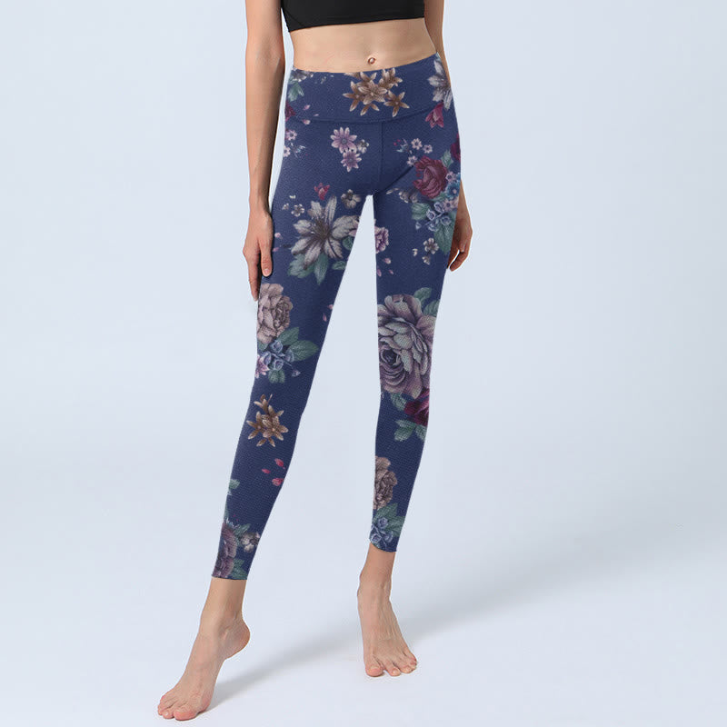 Buddha Stones Rote Rose Pfingstrose Chrysantheme Print Gym Leggings Damen Yogahose - image 5