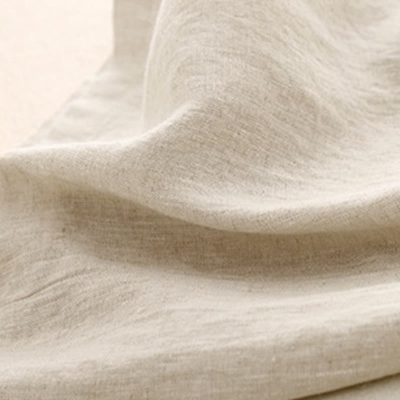 Buddha Stones Wild Plain Damenhose aus Baumwollleinen mit weitem Bein und Taschen
