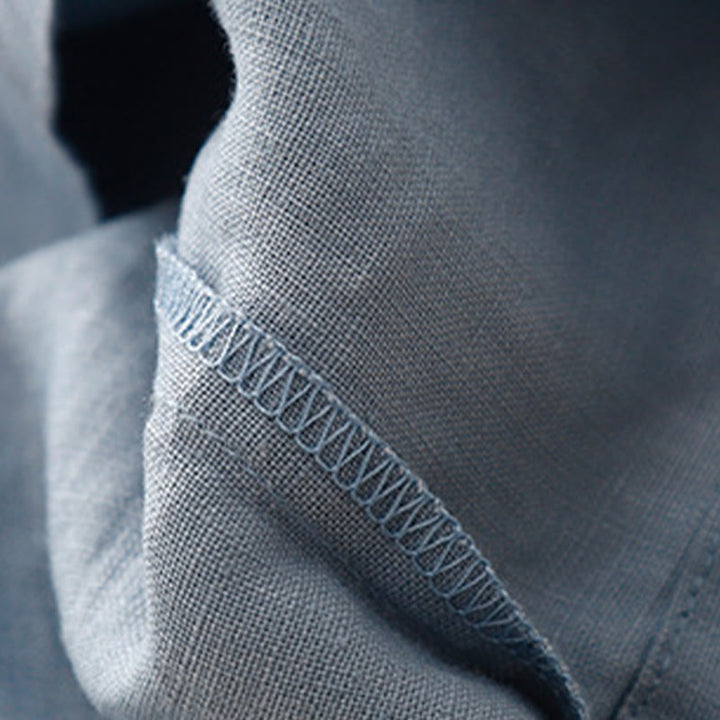 Buddha Stones Wild Plain Damenhose aus Baumwollleinen mit weitem Bein und Taschen