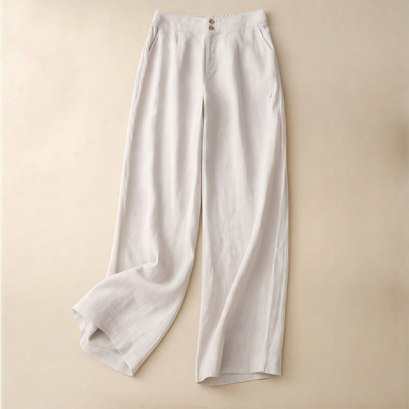 Buddha Stones Sommer-Lässige, schlichte Leinenhose für Damen mit weitem Bein und Reißverschlusstaschen - Leinen - US8-10， UK/AU12-14，EU40-42 (2XL) - image 11
