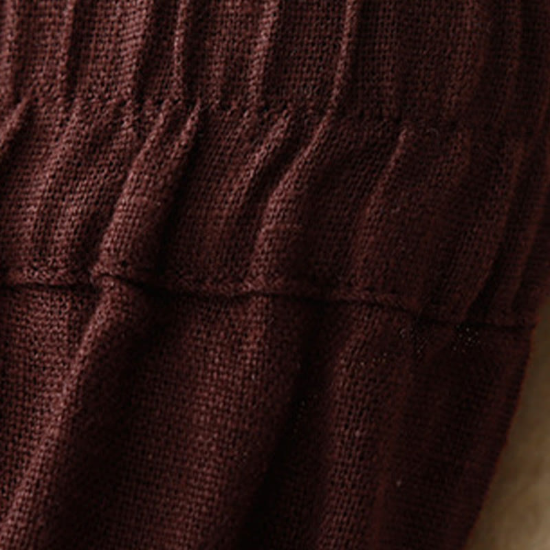 Buddha Stones Sommer-Lässige, schlichte Leinenhose für Damen mit weitem Bein und Reißverschlusstaschen - image 29