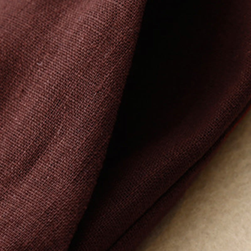 Buddha Stones Sommer-Lässige, schlichte Leinenhose für Damen mit weitem Bein und Reißverschlusstaschen - image 29