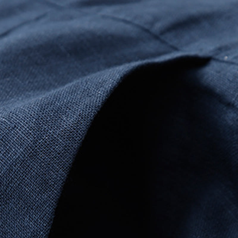 Buddha Stones Sommer-Lässige, schlichte Leinenhose für Damen mit weitem Bein und Reißverschlusstaschen - image 58